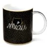 Nici 44013 Tasse MIAU Katze Schwarz Goldene Punkte 8x9,5 Cm Porzellan -Nici Gmbh 44013