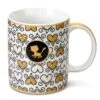 Nici 44014 Tasse MIAU Katze Herzmuster Schwarz Gold 8x9,5 Cm Porzellan -Nici Gmbh 44014