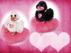 Nici 48264 + 48265 SET Schwäne Auf Herzkissen Ca 13cm Plüsch Love Classics GREEN -Nici Gmbh 48264 48265 SET