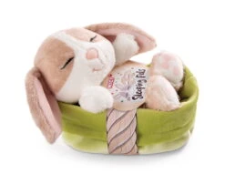 Nici 48709 Sleeping Pets Bunnies Hase Cappuccino 12cm Schlafend Im Körbchen Grün